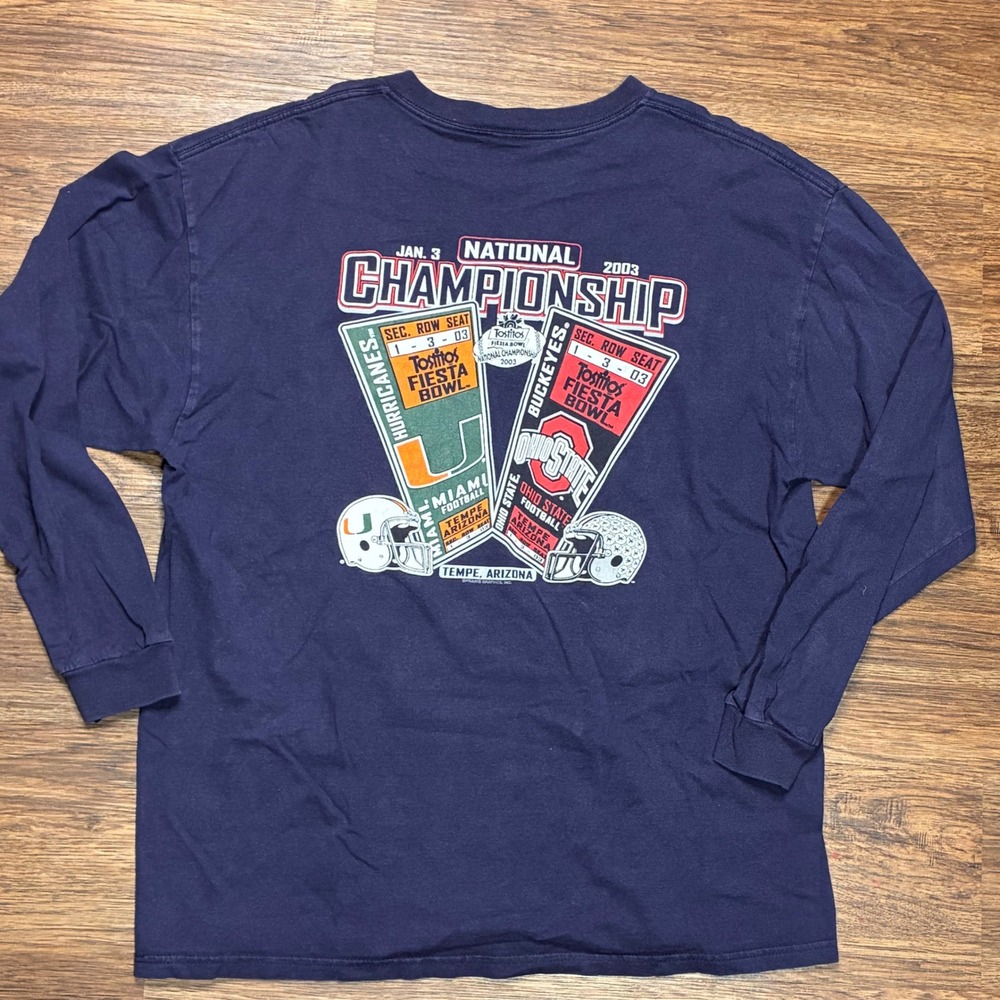 2003 Fiesta Bowl National Championship Miami Hurricanes Ohio State LS Shirt XL